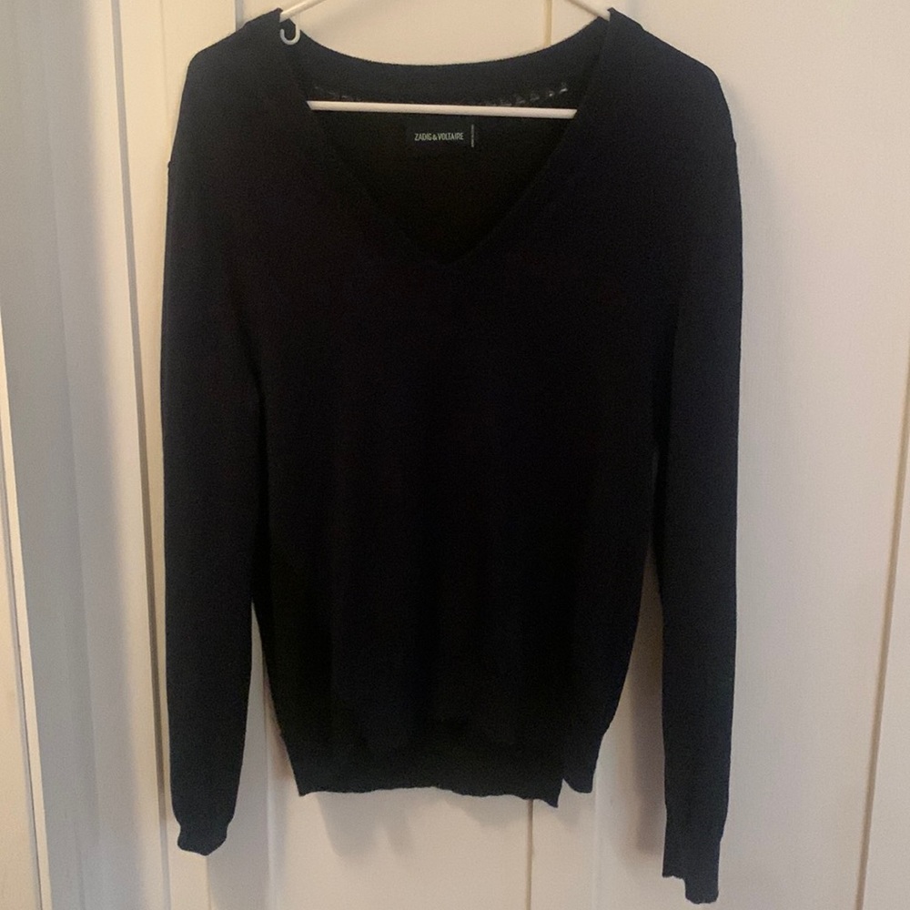 Zadig & Voltaire dark blue merino wool sweater. Light.